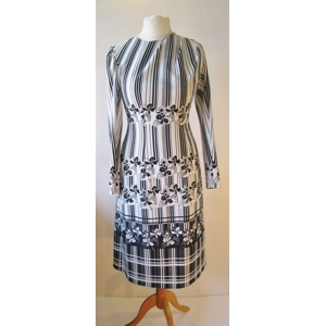 B&W floral & stripes '60s dress, 12