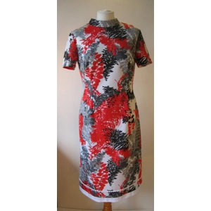 White, black & red foliage dress, 10