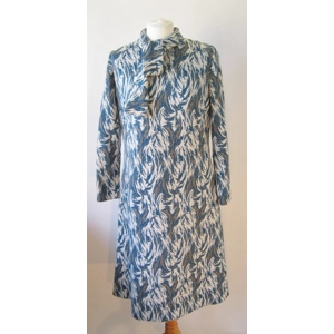 Wool cream & teal '60s dress, 12
