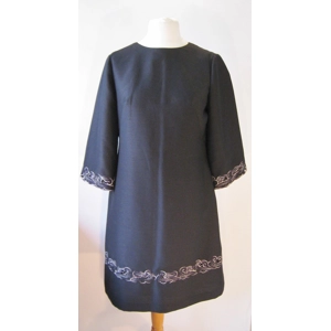 Black shift dress w/white cutouts, 14