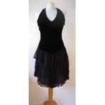 Pretty black velour ruffled dress, 6