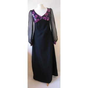 Black gown w/pink & purple sequins, 8