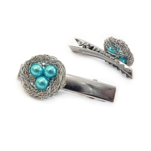 Silver Bird Nest Tie Bar/Hair Clip