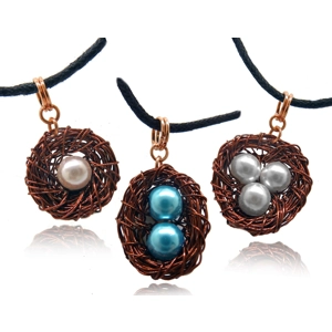 Copper Bird Nest Necklaces