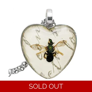 Green Sweat Bee Heart Necklaces
