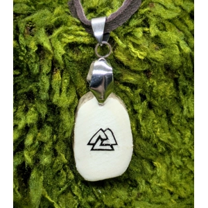 Deer Antler Slice Valknut Necklace