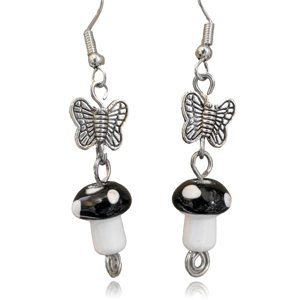 Black Mushroom & Butterfly Earrings