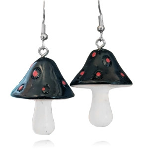 Black Mushroom Earrings