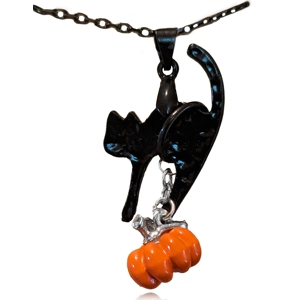 Cat on Pumpkin Necklace