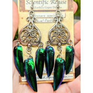 Jewel Beetle Chandelier Wing Earrings