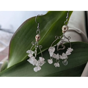 Creeptine Rose Quartz Hoop Earrings