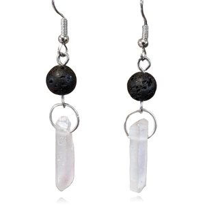 Crystal & Lava Rock Earrings