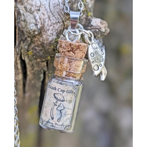 Apothecary Bottle - Death Cap Mushroom Necklace