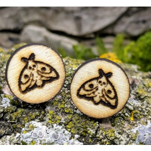 Deathhead Moth Wooden Earring Studs