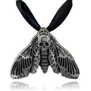 Death Moth Necklace (on ribbon)