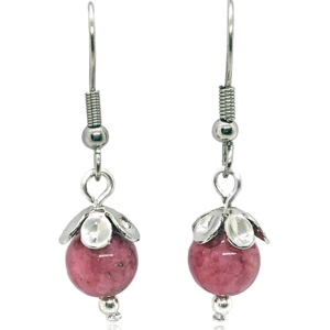 Thulite Flower Drop Earrings