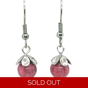 Thulite Flower Drop Earrings