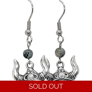 Viking Helmet & Moonstone Earrings
