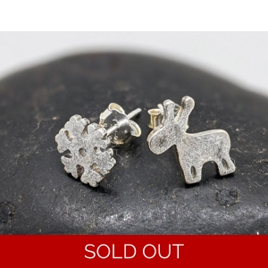 Moose & Snowflake Stud Earrings