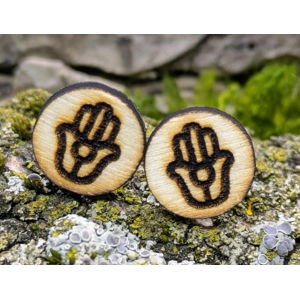 Hamsa Wooden Earring Studs