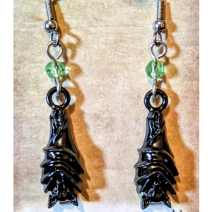 Hanging Bat Earrings - black