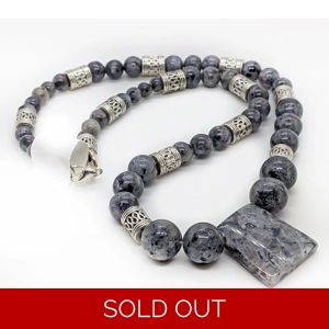 Trapezoid Norwegian Moonstone Beaded Necklace