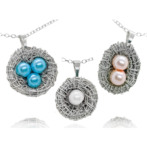 Silver Bird Nest Necklaces