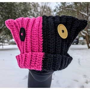 Two-tone Cat Hat with Buttons