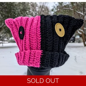 Two-tone Cat Hat with Buttons