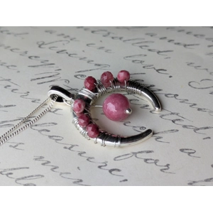 Crescent Moon Thulite Wrapped Necklace