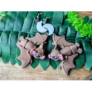 Tiny Bat & Moon Earrings