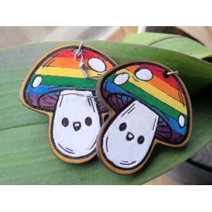 Happy Rainbow Mushroom Earrings