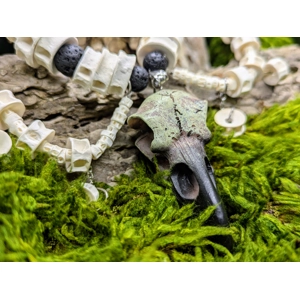 Beaded Raven & Bones Necklace