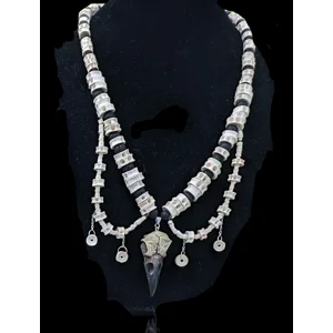 Beaded Raven & Bones Necklace