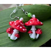 Fly Agaric Red-capped Mushroom Earrings