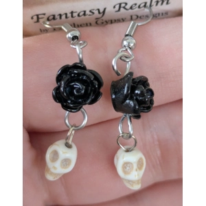 Black Rose & Skull earrings