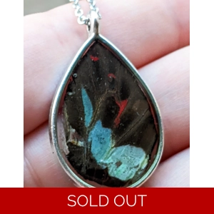 Blue Triangle Butterfly Reversible Necklace