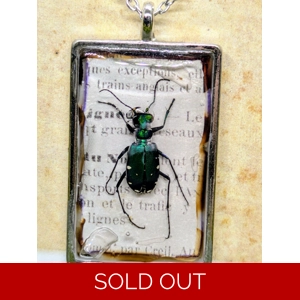 Six-spotted Green Tiger Beetle Necklace