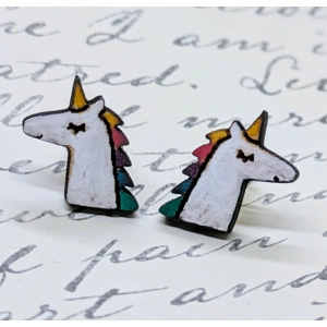 Unicorn Wooden Earring Studs