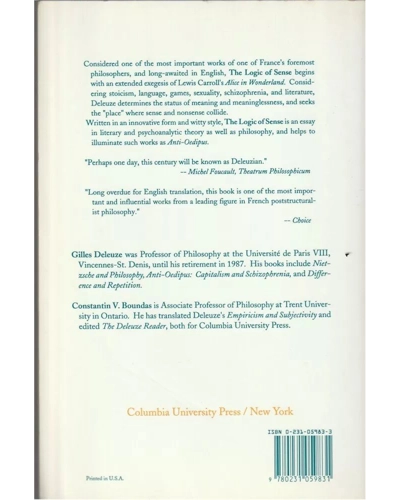 The Logic of Sense by Gilles Deleuze (1993, Trade Paperback)