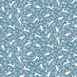 Makower - Foxwood - Bounding Bunnies - Blue