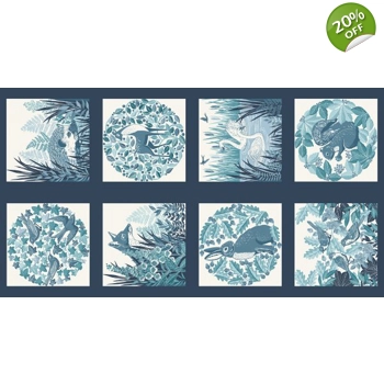 Makower - Foxwood - Panel - Blue