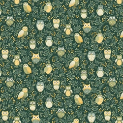 Makower - Hello Autumn - Twilight Owls - Green