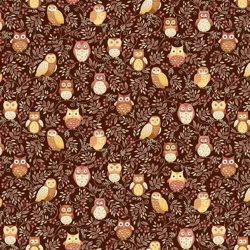 Makower - Hello Autumn - Twilight Owls - Brown