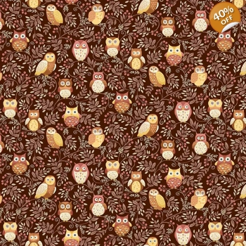 Makower - Hello Autumn - Twilight Owls - Brown
