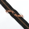 Metal Look Black Zipper Tape with 4 Pulls - 7 finishes - by the metre
