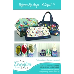 Trifecta Zip Bags - 6 Sizes - Paper Pattern - Emmaline Bags