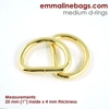 Emmaline 1 inch 25mm D-Ring - Pack of 4