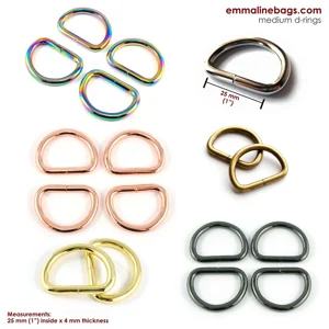 Emmaline 1 inch 25mm D-Ring - Pack of 4