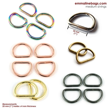 Emmaline 1 inch 25mm D-Ring - Pack of 4
